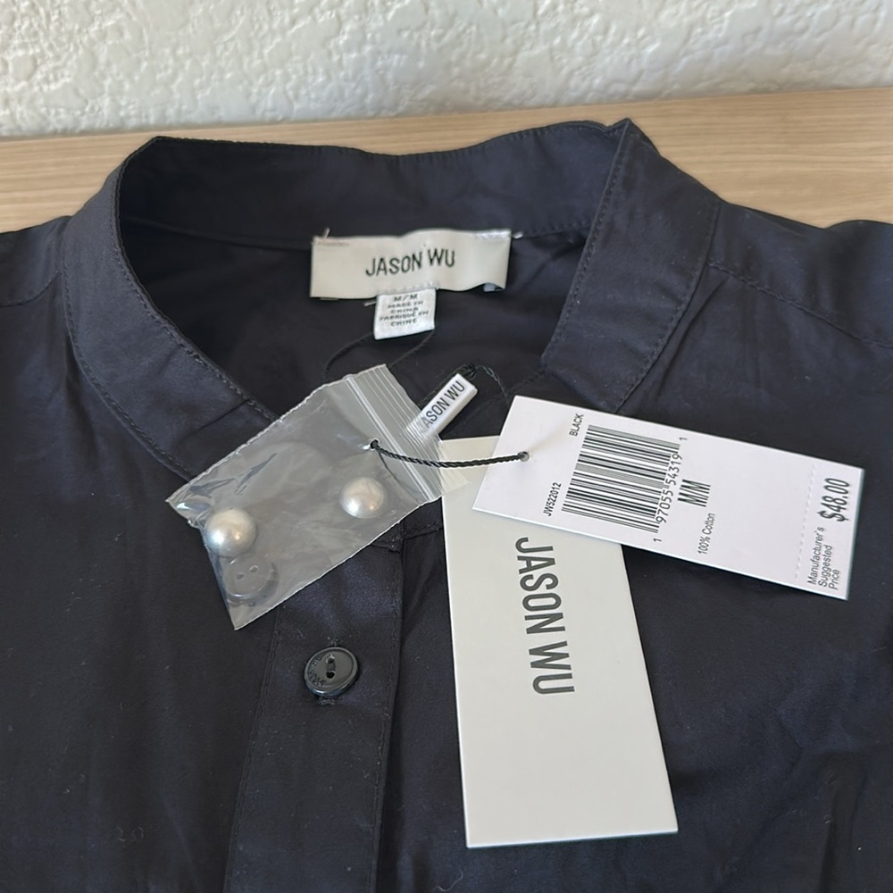 Jason Wu Black Sleeveless Button-Down Shirt - Picture 7 of 8